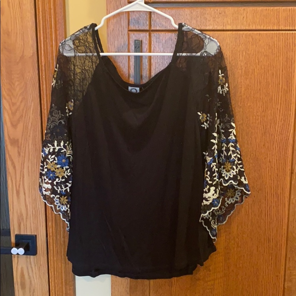 Black detailed Anthropologie blouse